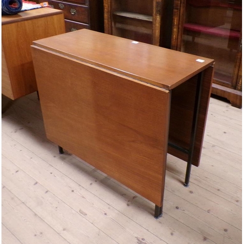 1821 - 1970'S METAL FRAMED TWIN FLAP TEAK TABLE, 84CM W, 74CM H