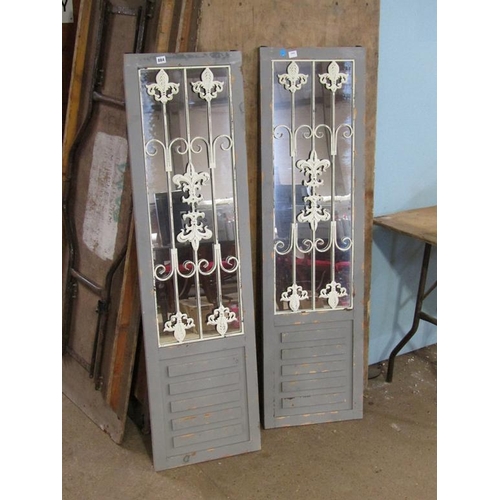 884 - TWO GREY PANEL GARDEN MIRRORS