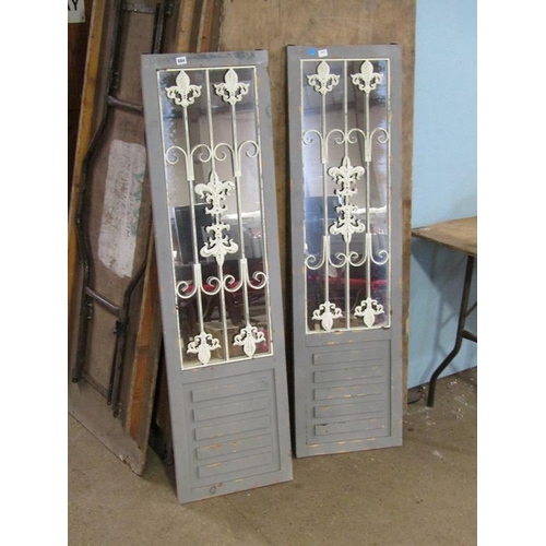 884 - TWO GREY PANEL GARDEN MIRRORS