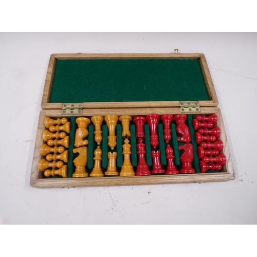 1398 - CASED CHESS SET, 41CM CASE W