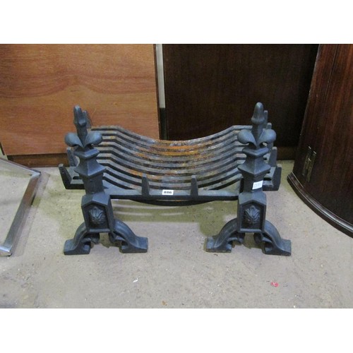 886 - CAST IRON FIRE DOGS AND BASKET