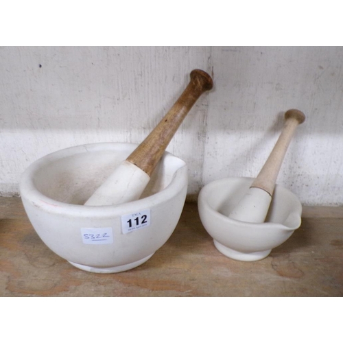 112 - TWO MORTAR AND PESTLES