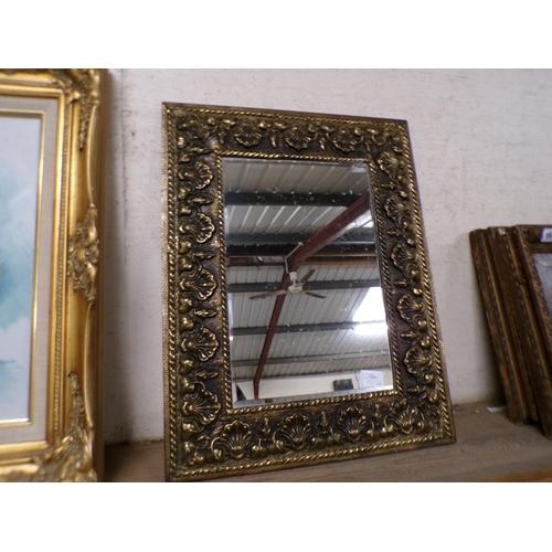 156 - BRASS FRAMED MIRROR, WATERCOLOUR - STILL LIFE