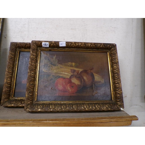 157 - TWO GILT FRAMED VICTORIAN OILS - STILL LIFE, VEGETABLES