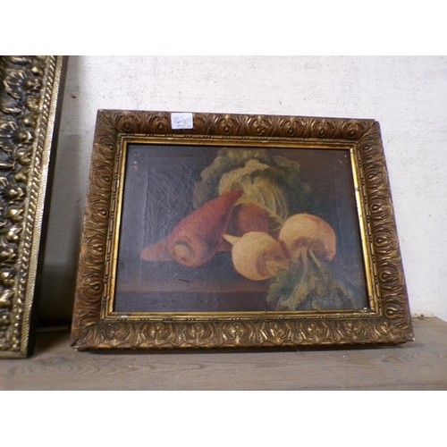 157 - TWO GILT FRAMED VICTORIAN OILS - STILL LIFE, VEGETABLES