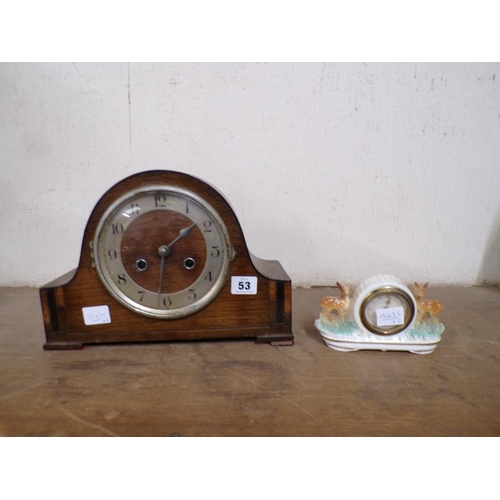 53 - VINTAGE MANTEL CLOCK, CERAMIC MANTEL CLOCK