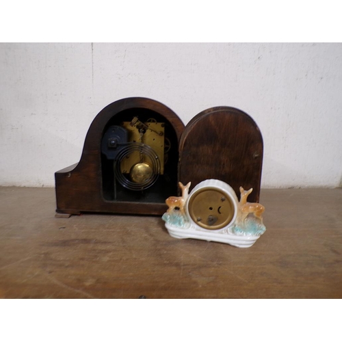 53 - VINTAGE MANTEL CLOCK, CERAMIC MANTEL CLOCK