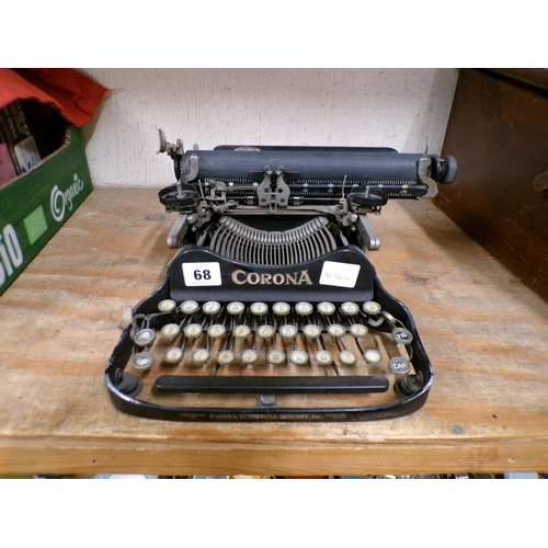 68 - VINTAGE CORONA TYPE TYPEWRITER