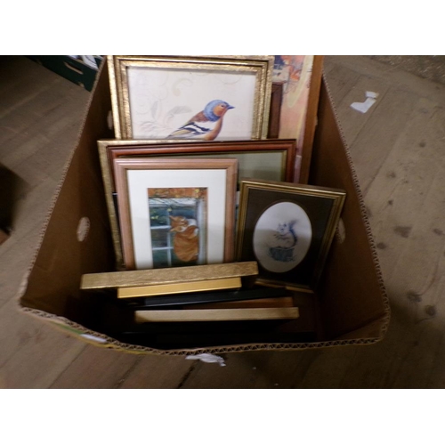 342 - BOX OF MIXED PICTURES AND PRINTS