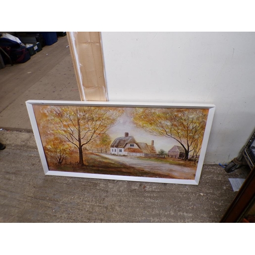 426 - FRAMED OIL; WOOLWORK PICTURE