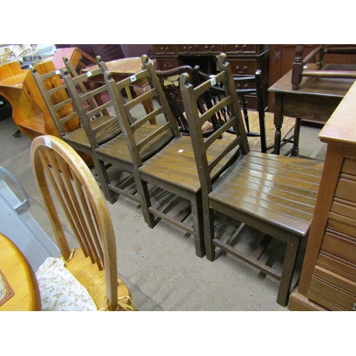 593 - FOUR LADDER BACK CHAIRS