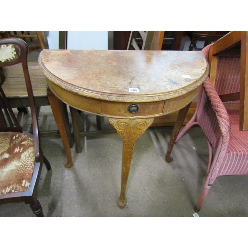 605 - WALNUT VENEERED SIDE TABLE