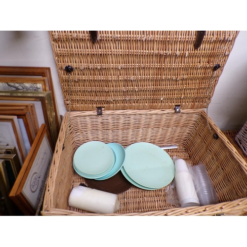 455 - FOUR WICKER PICNIC BASKETS