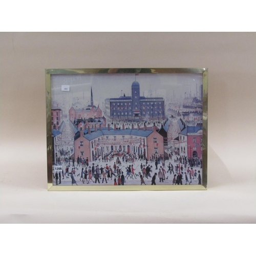 1206 - LS LOWRY - CARNIVAL DAY, COLOURED PRINT, F/G, 45CM X 60CM