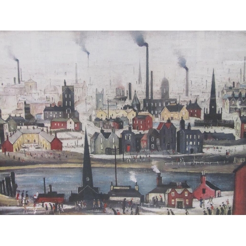 1207 - LS LOWRY - INDUSTRIAL LANDSCAPE - THE CANAL, COLOURED PRINT, F/G, 52CM X 70CM