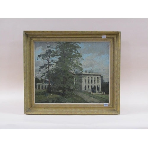 1208 - WORKMAN - THE MANOR HOUSE, SIGNED OIL ON BOARD, FRAMED, 49CM X 58CM