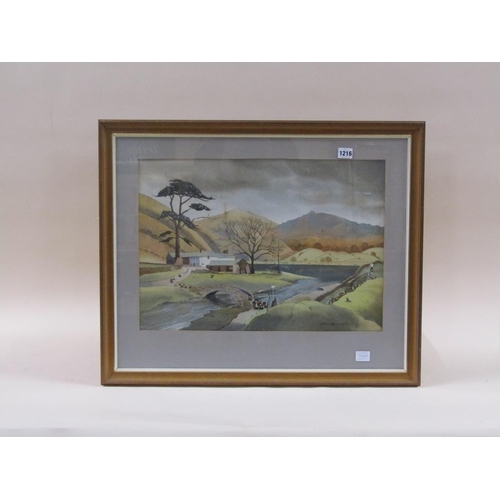 1216 - JOHN BIRNEY - WATENDLATH, SIGNED WATERCOLOUR, F/G, 37CM X 53CM