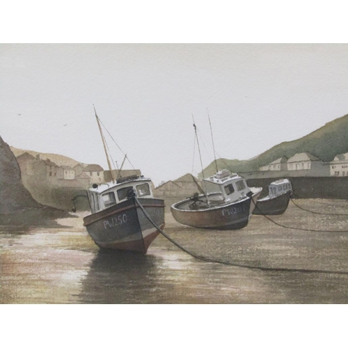 1221 - TONY COWLISHAW - PORT ISAAC CORNWALL, WATERCOLOUR, F/G, 35CM X 48CM