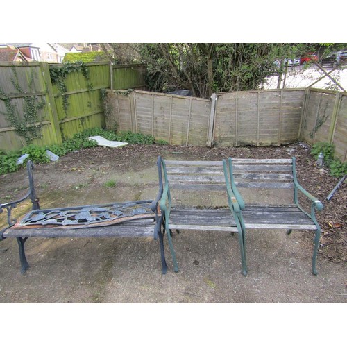 1042 - GARDEN BENCH AND TWO CHAIRS