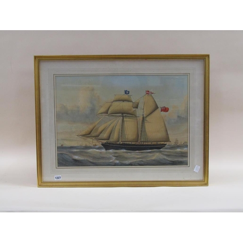 1227 - F CARLEBUR - THE SAILING VESSEL, SEA FLOWER, SIGNED WATERCOLOUR, F/G, 42CM X 61CM