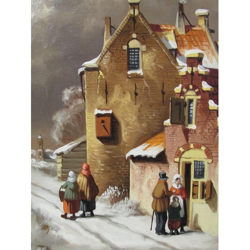 1234 - F BEEKHOUT - PAIR OF DUTCH STREET SCENES, EACH SIGNED, OIL ON BOARD, FRAMED, 18CM X 12CM