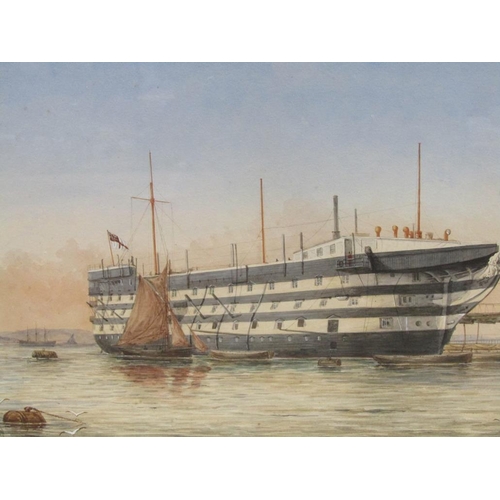 1236 - T ROBINSON - HMS CAMBRIDGE, DEVONPORT, SIGNED WATERCOLOUR F/G, 26CM  X35CM