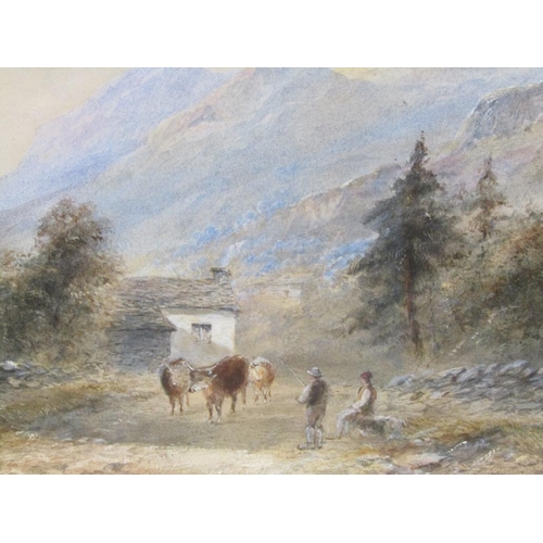 1241 - E TUCKER - IN THE LANGDALES, SIGNED WATERCOLOUR, F/G, 33CM X 55CM