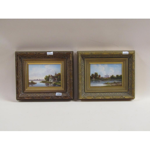 1242 - S GROEN - PAIR, RIVERSCAPES, SIGNED OIL ON BOARD, FRAMED, EACH 12CM X 18CM