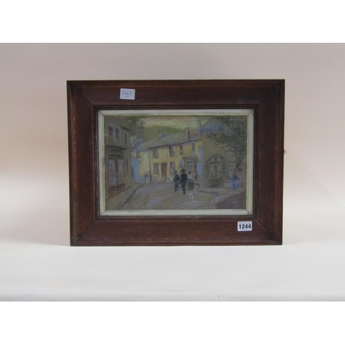 1244 - W RICHARDS COLLINS - THE VILLAGE STREET, SIGNED IN MONO, FRAMED, 20CM X 30CM