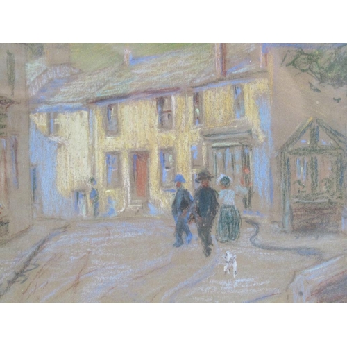 1244 - W RICHARDS COLLINS - THE VILLAGE STREET, SIGNED IN MONO, FRAMED, 20CM X 30CM