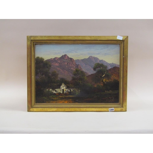 1265 - JOHNY GREEFF, MOUNTAINOUS LANDSCAPE, SIGNED OIL ON CANVAS, FRAMED.  35 x 50 cms