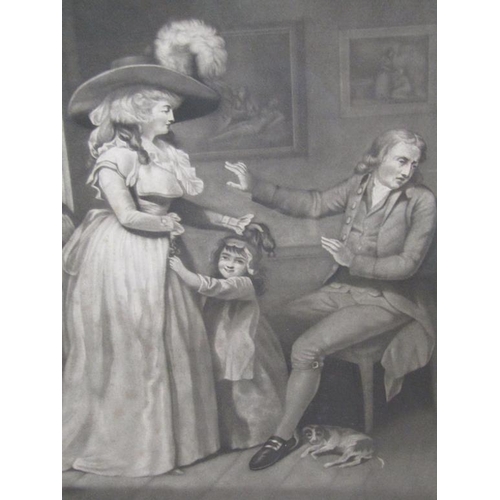 1268 - SERIES OF FIVE BLACK AND WHITE COLOURED PRINTS AFTER E LESLIE HAYNES, EARLY 19c DOMESTIC SCENES.