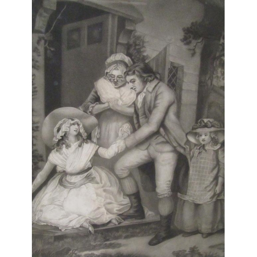 1268 - SERIES OF FIVE BLACK AND WHITE COLOURED PRINTS AFTER E LESLIE HAYNES, EARLY 19c DOMESTIC SCENES.