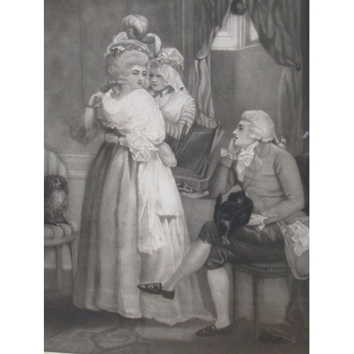 1268 - SERIES OF FIVE BLACK AND WHITE COLOURED PRINTS AFTER E LESLIE HAYNES, EARLY 19c DOMESTIC SCENES.