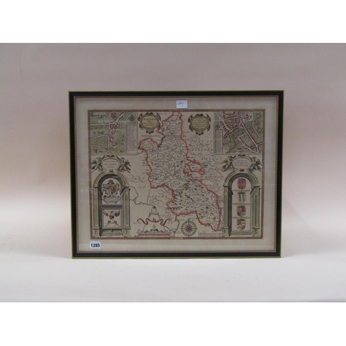 1285 - ANTIQUE MAP BUCKINGHAMSHIRE ORIGINALLY PERFORMED BY JOHN SPEED, F/G, 38CM X 50CM