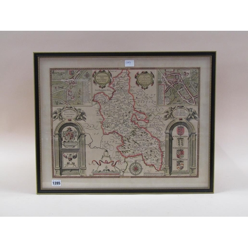 1285 - ANTIQUE MAP BUCKINGHAMSHIRE ORIGINALLY PERFORMED BY JOHN SPEED, F/G, 38CM X 50CM