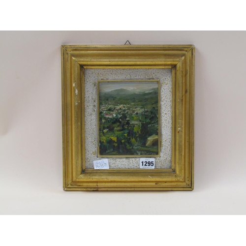 1295 - RENE PALUCCIO - FERRACIN SAN RIMO, OIL ON BOARD, SIGNED, F/G, 16CM X 13CM