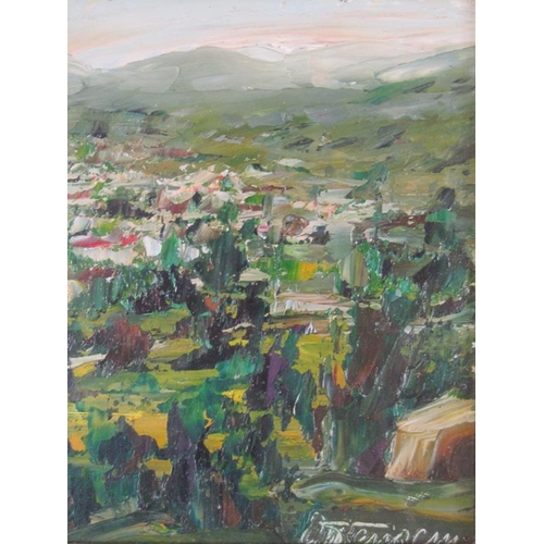 1295 - RENE PALUCCIO - FERRACIN SAN RIMO, OIL ON BOARD, SIGNED, F/G, 16CM X 13CM