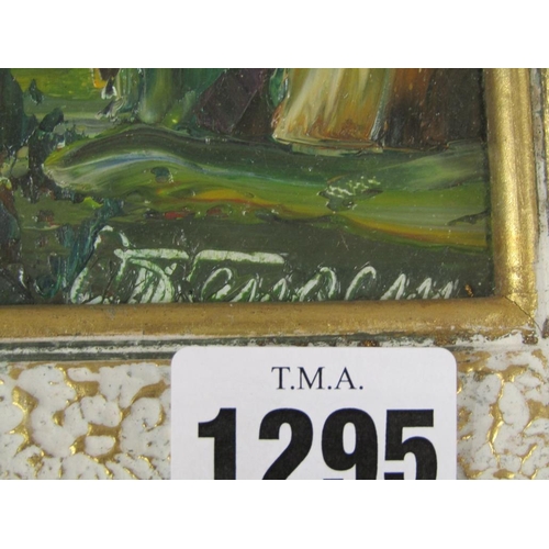 1295 - RENE PALUCCIO - FERRACIN SAN RIMO, OIL ON BOARD, SIGNED, F/G, 16CM X 13CM