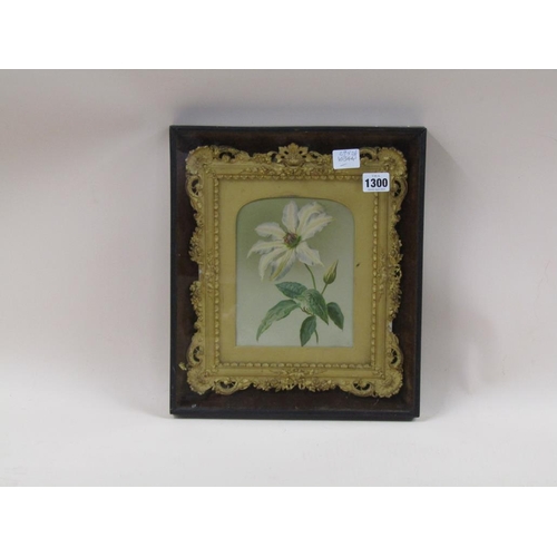 1300 - GILT FRAME WITH COLOURED PRINT OF A FLOWER, 29CM X 24CM