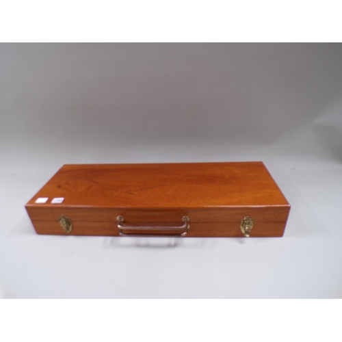 1340 - MAHOGANY BOX OF AIR GUN PELLETS INC. TWO TELESCOPIC SIGHTS