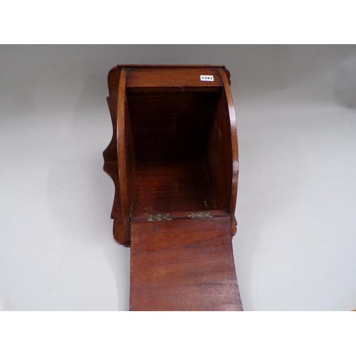 1347 - 19c MAHOGANY WALL MOUNTED CORNER CUPBOARD - 45cms H