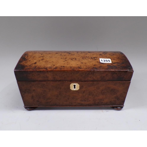 1355 - EARLY 19c BURR WOOD DOME TOP BOX FOR RESTORATION