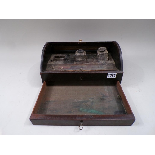 1385 - EARLY 19c TAMBOUR TOP INKSTAND - 30cms