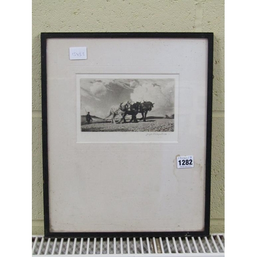 1282 - JOHN KIRKPATRICK - THE UPLANDS, ORIGINAL AQUATINT, F/G, 12CM X 19CM