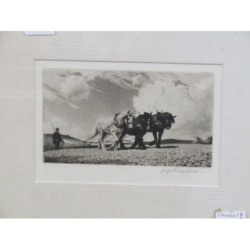 1282 - JOHN KIRKPATRICK - THE UPLANDS, ORIGINAL AQUATINT, F/G, 12CM X 19CM