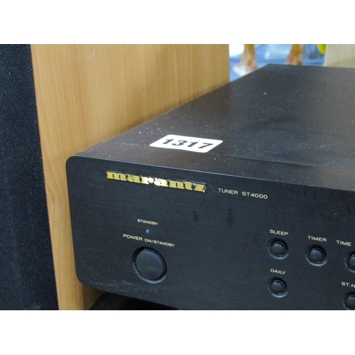 1317 - HIFI EQUIPMENT BY MARANTZ.
PM4000 INTEGRATED AMP, ST4000 TUNER AND CD PLAYER WITH KEF SPEAKERS.