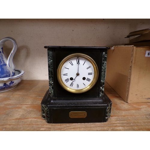 68 - VICTORIAN SLATE AND MARBLE MANTEL CLOCK