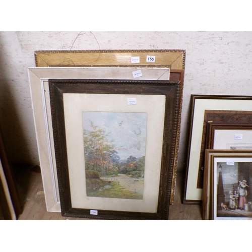 155 - FRAMED OIL, PRINTS, WATERCOLOUR