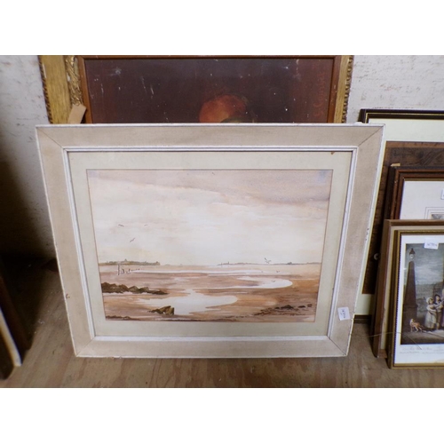 155 - FRAMED OIL, PRINTS, WATERCOLOUR